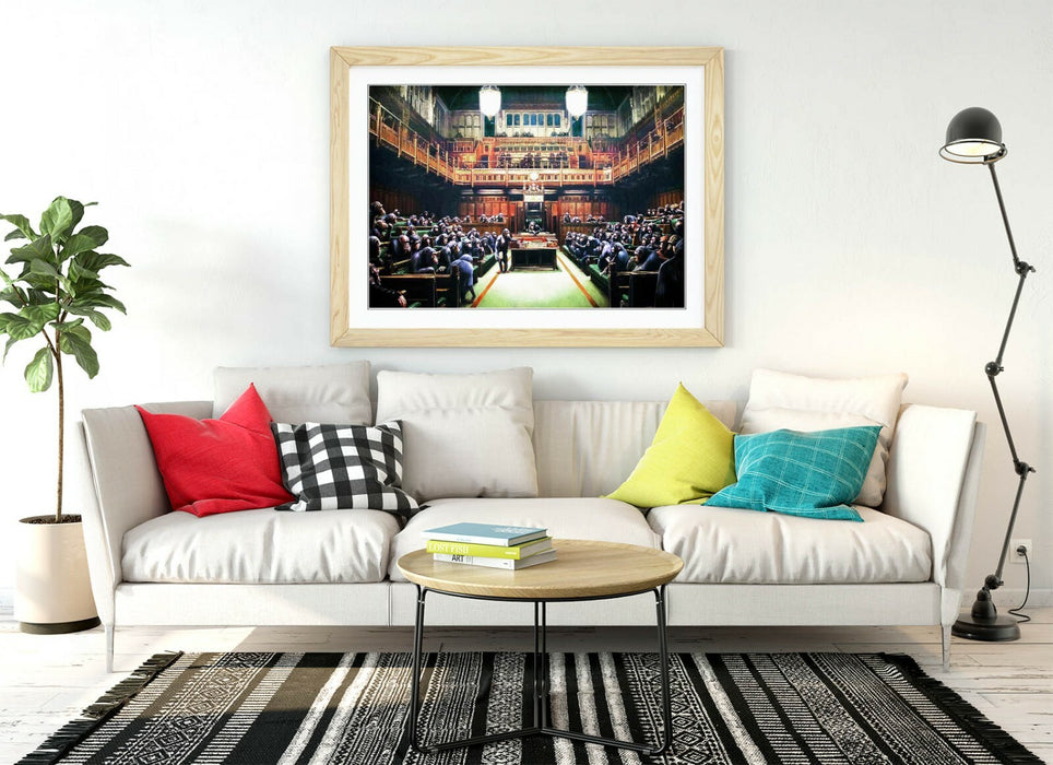 BANKSY MONKEY PARLIAMENT -ART FRAMED POSTER PICTURE PRINT ARTWORK- GREEN