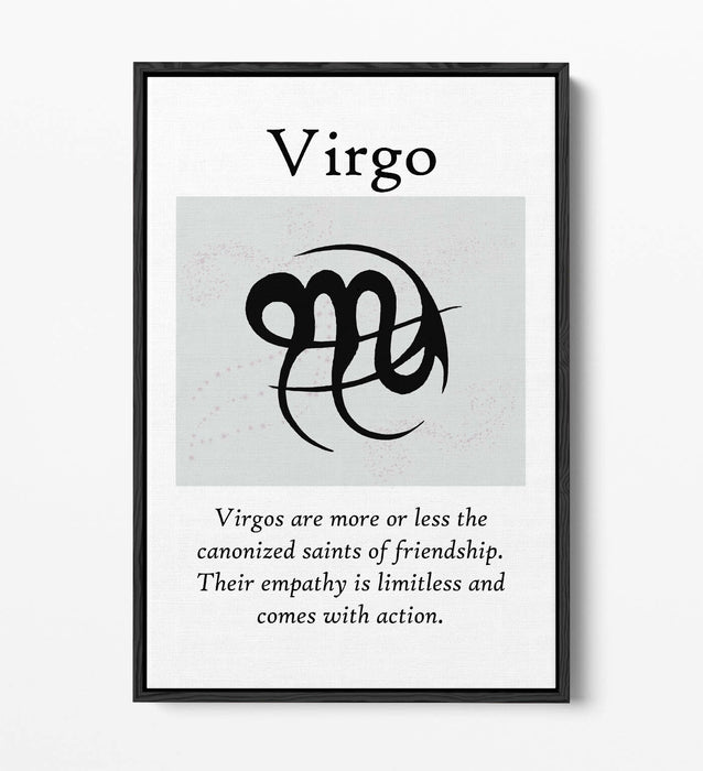 VIRGO STAR SIGN ZODIAC ASTROLOGY QUOTE -FLOAT EFFECT CANVAS WALL ART PRINT