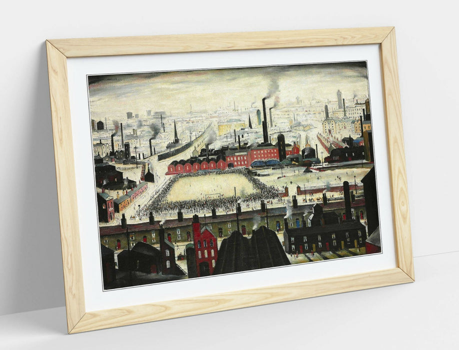 LS LOWRY THE FOOTBALL MATCH -FRAMED ART POSTER PICTURE PRINT ARTWORK- GREEN