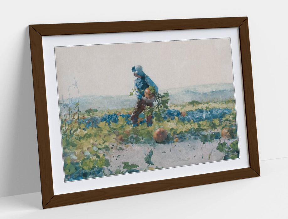 Framed Wall Art Poster – Winslow Homer Farmers Boy Print with Wood Grain Frame