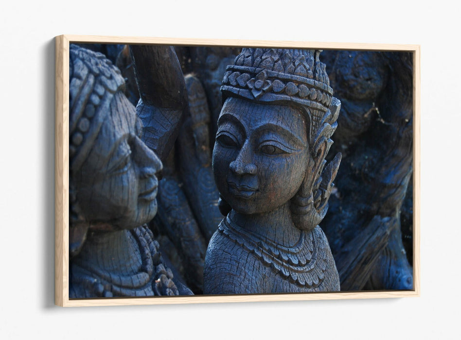 Buddha Canvas Art – Grey Buddha Statue Float Effect Canvas With Premium Varnish Finish
