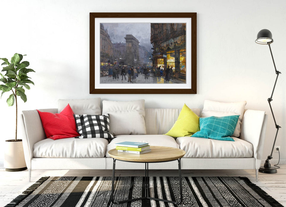 Framed Wall Art Poster - Eugene Galien Laloue Porte Saint Denis Print, UK Made Frame