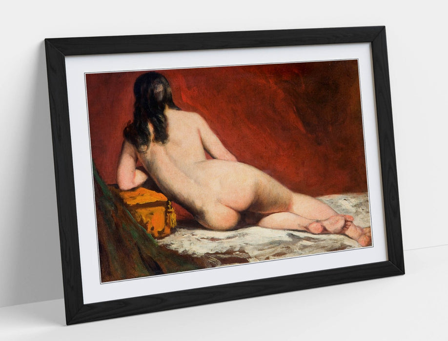 Framed Wall Art Poster - William Etty Nude Study Print With Woodgrain Frame
