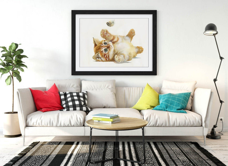Kitten Wall Art – Cute Kitten Decor Watercolor Poster | Framed Art Print UK Made