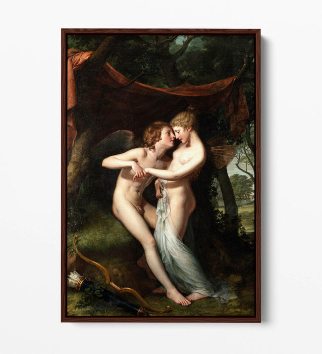HUGH DOUGLAS HAMILTON, CUPID AND PSYCHE -FLOAT EFFECT CANVAS WALL ART PRINT
