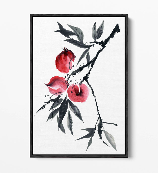 Peach Tree Canvas Art – Watercolour Wall Art | Float Effect Canvas Print