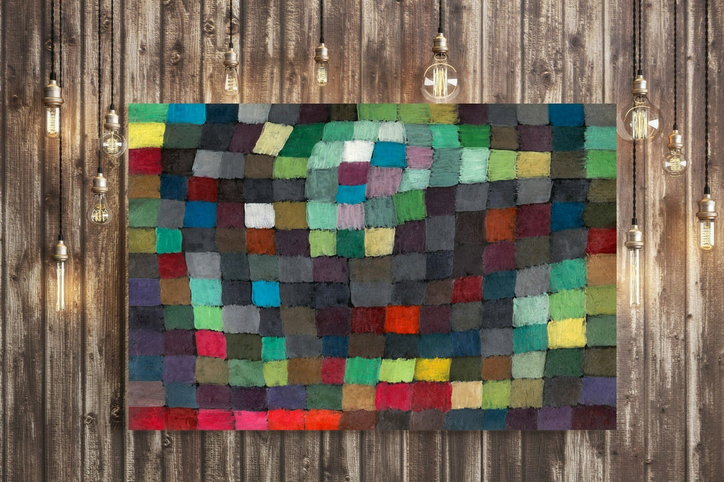 Canvas Wall Art – Coloured Squares Abstract Paul Klee Artwork With Premium Varnish Finish