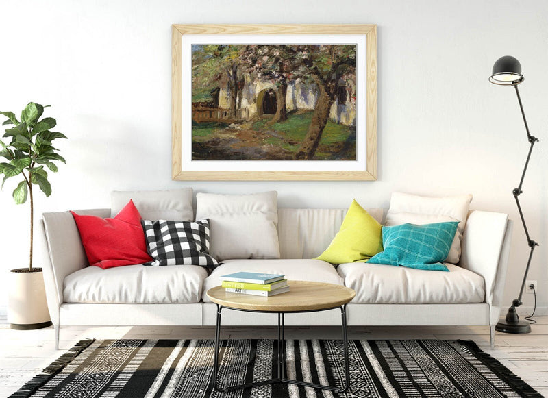 Framed Wall Art – Olga Wisinger-Florian Blooming Apple Trees Print with Woodgrain Frame