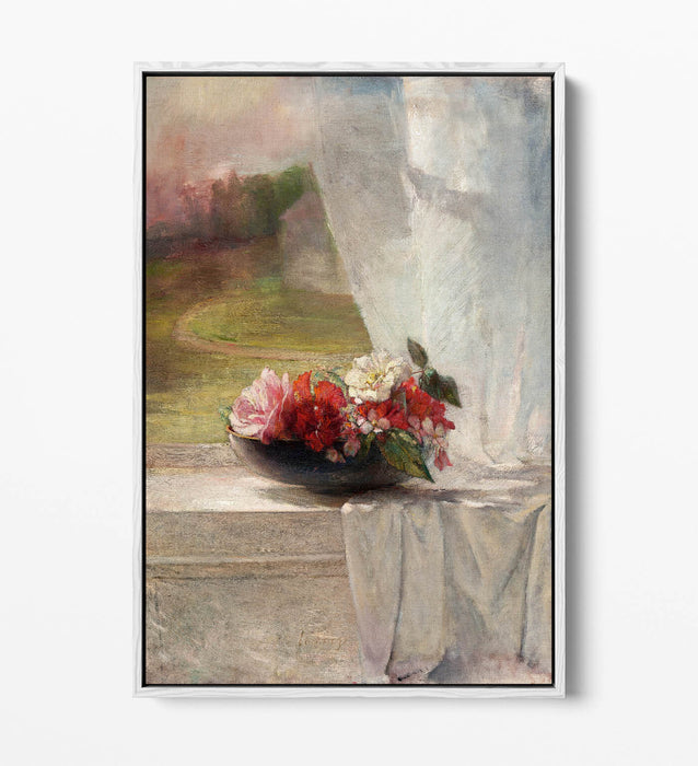 Float Effect Canvas Art – Flowers on Window Ledge | Premium Handmade Wall Decor