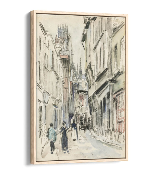 CAMILLE PISSARRO, RUE DAMIETTE ROUEN -FLOAT EFFECT CANVAS WALL ART PRINT