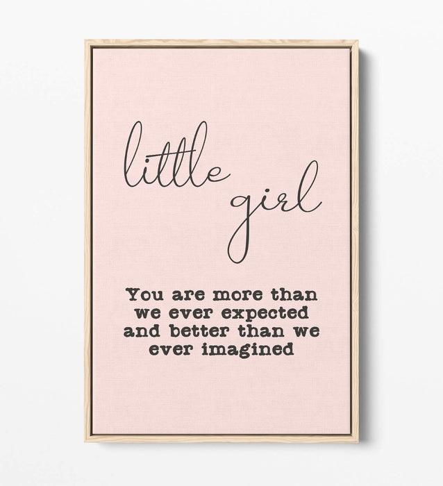 "LITTLE GIRL" NURSERY BABY ROOM QUOTE SLOGAN -FLOAT EFFECT CANVAS WALL ART PRINT