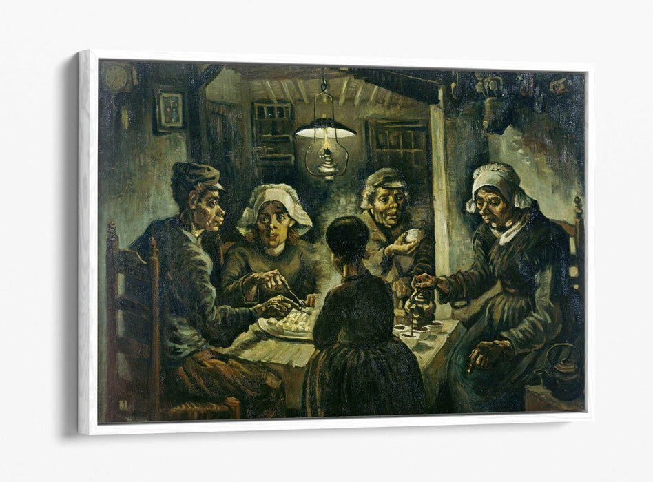 VAN GOGH POTATO EATERS -FLOAT EFFECT CANVAS WALL ART PIC PRINT- BLACK BROWN