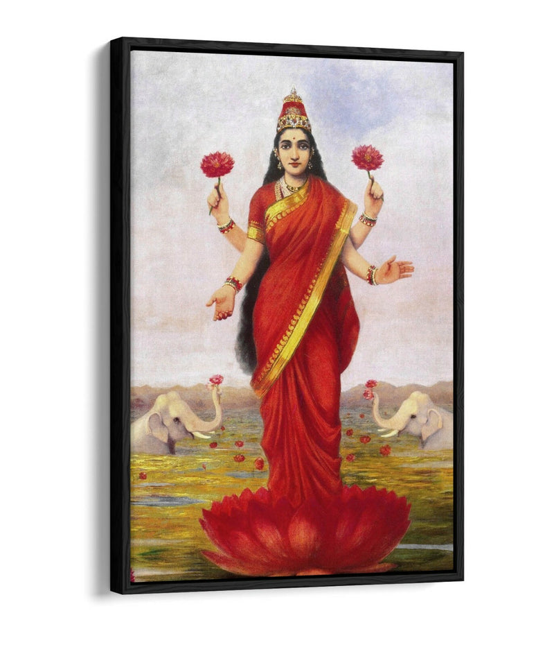 Float Effect Canvas Art - Raja Ravi Varma Goddess Lakshmi Premium Wall Decor