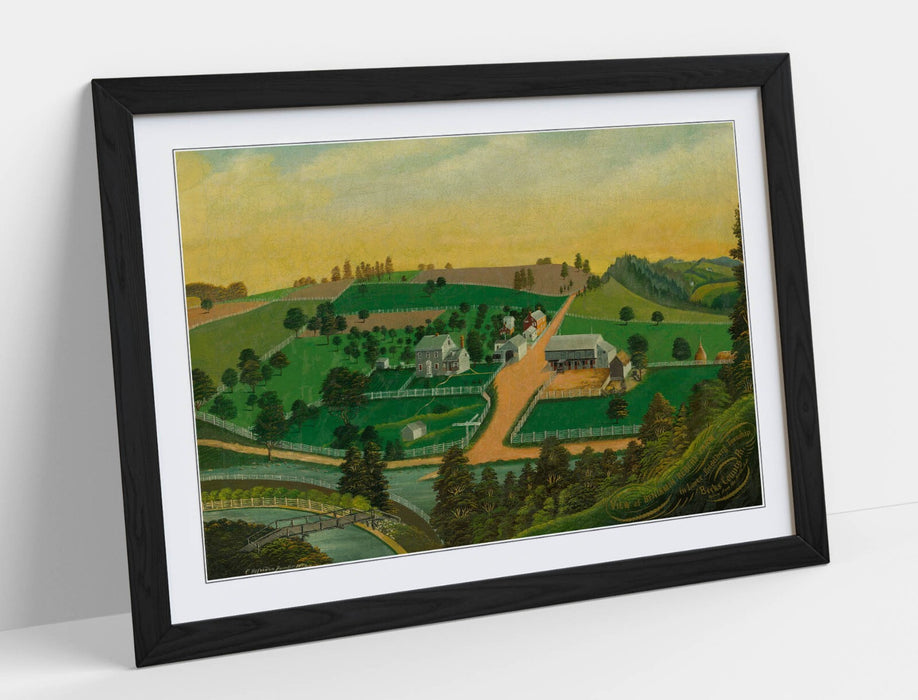 Framed Art Poster - Farm Art Print With Woodgrain Frame, Matte Paper Print