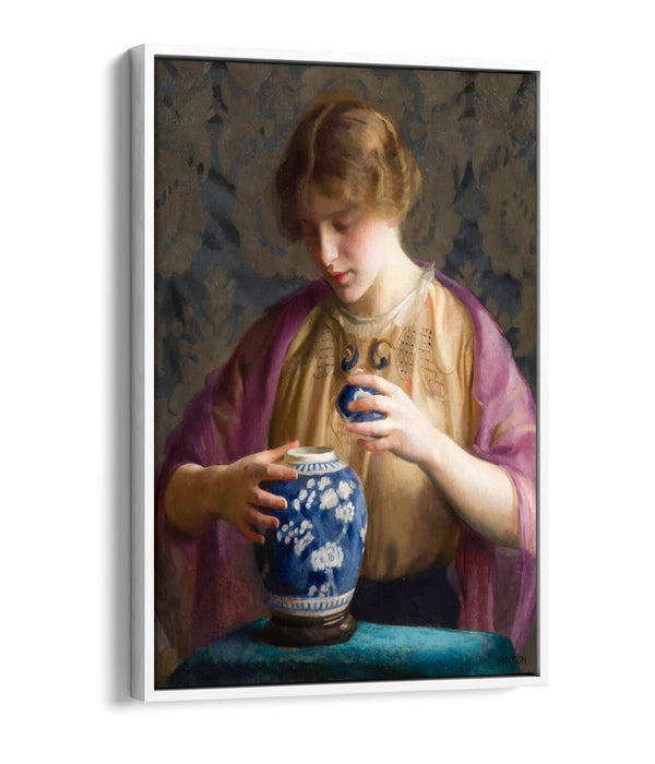 Float Effect Canvas Art - Blue Jar Canvas Print With Premium Varnish Finish