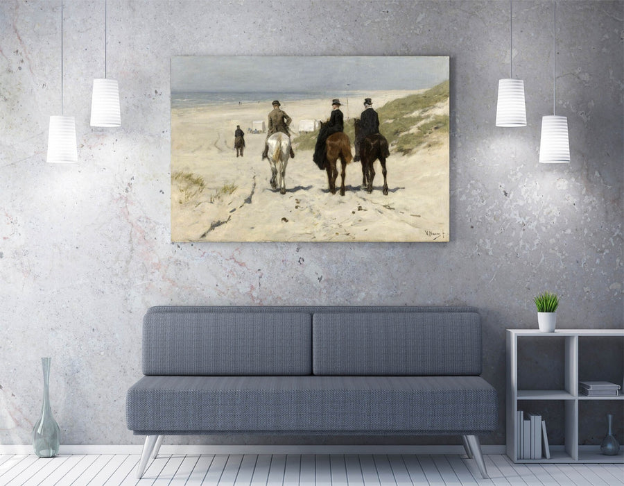 Canvas Wall Art - Anton Mauve Morning Ride Along The Beach Painting Print