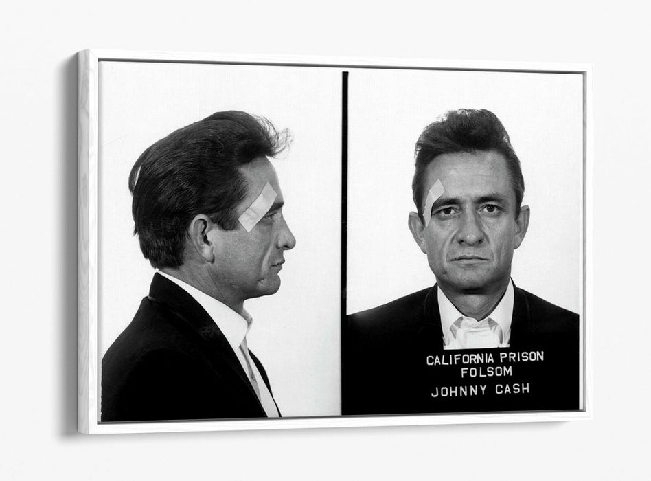 JOHNNY CASH MUGSHOT 2 -FLOAT EFFECT CANVAS WALL ART PIC PRINT- BLACK & WHITE