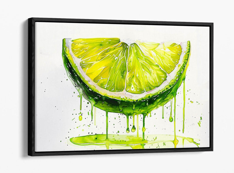 Float Effect Canvas Art – Juicy Green Lime Splash on Premium MDF Frame