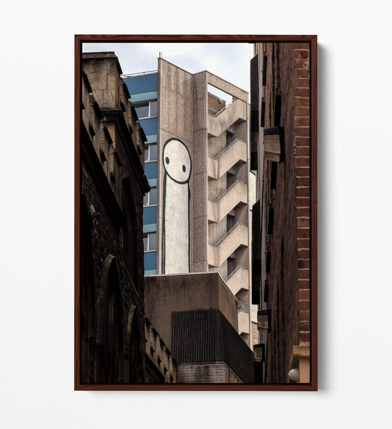 Canvas Wall Art – Stick Man Graffiti Print with Float Effect Frame, Handmade