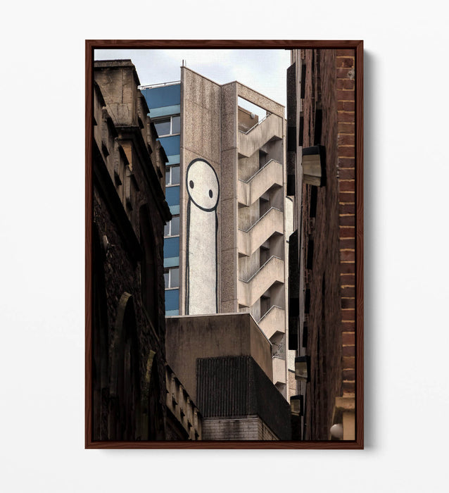 Canvas Wall Art – Stick Man Graffiti Print with Float Effect Frame, Handmade