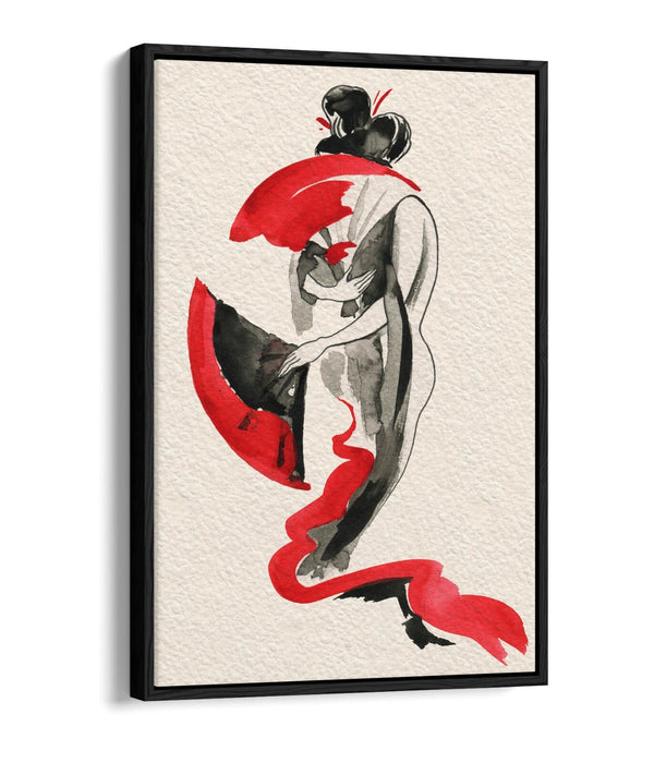 Japanese Canvas Wall Art - Geisha Illustration Print | Float Effect Canvas Decor