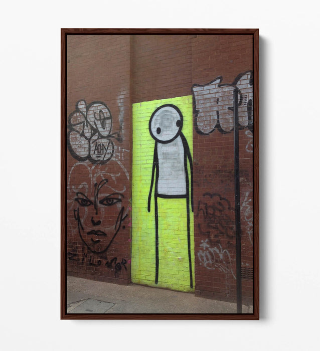Canvas Art Print - Yellow Graffiti Wall Art With Float Effect & MDF Frame