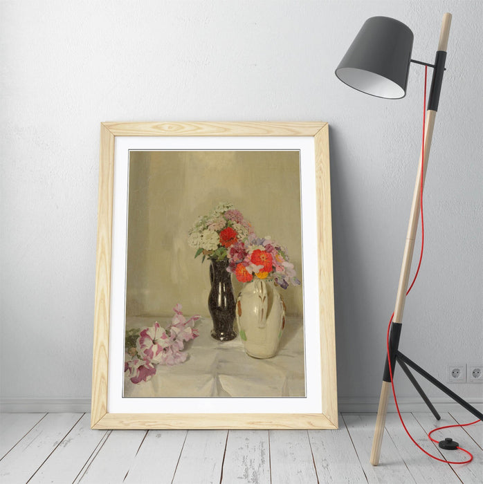 Framed Wall Art Featuring William Nicholson Zinnias - Handmade UK Print