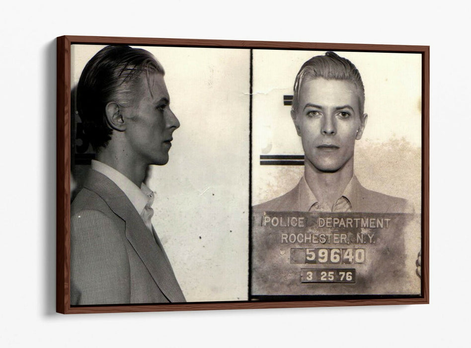 DAVID BOWIE MUGSHOT 2 -FLOAT EFFECT CANVAS WALL ART PIC PRINT- BLACK & WHITE