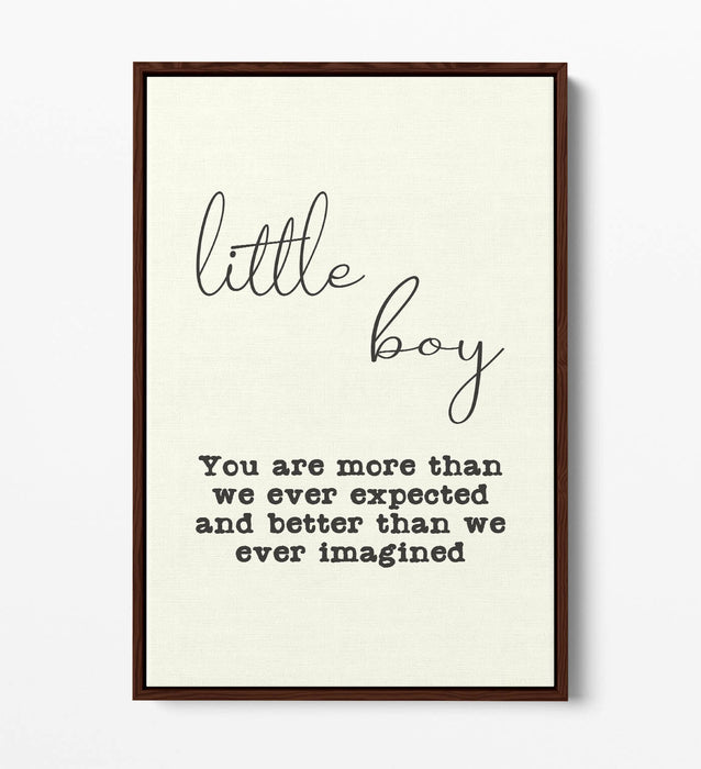 "LITTLE BOY" NURSERY BABY ROOM QUOTE SLOGAN -FLOAT EFFECT CANVAS WALL ART PRINT