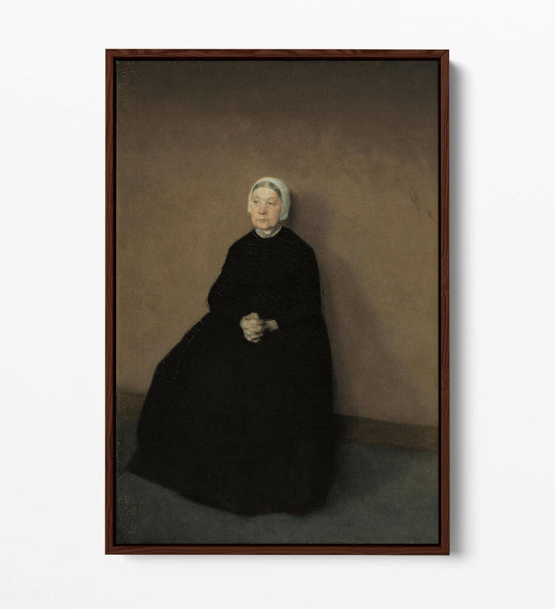 Canvas Wall Art Print - Vilhelm Hammershoi Old Woman | Float Effect, Premium Frame