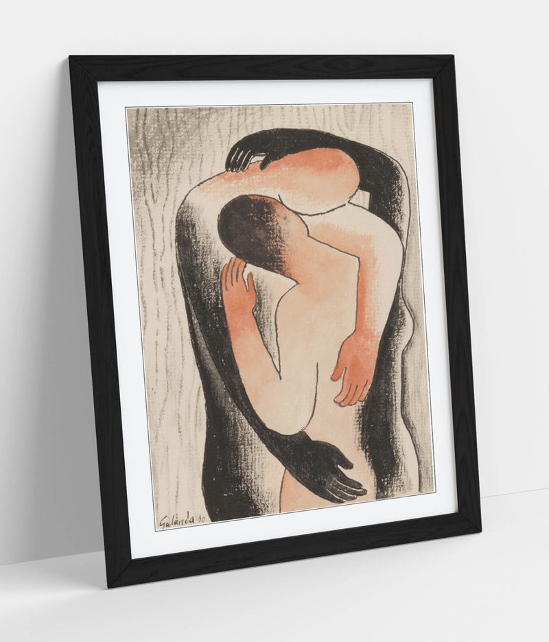 Framed Wall Art Poster - 'Mikulas Galanda, The Embrace' Handmade UK Framed Print