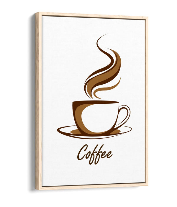 Canvas Wall Art - Brown Coffee Cup Illustration | Float Effect Canvas Print