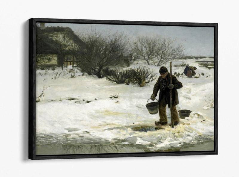 Canvas Wall Art - Snowy Landscape Print With Float Effect Premium Frame
