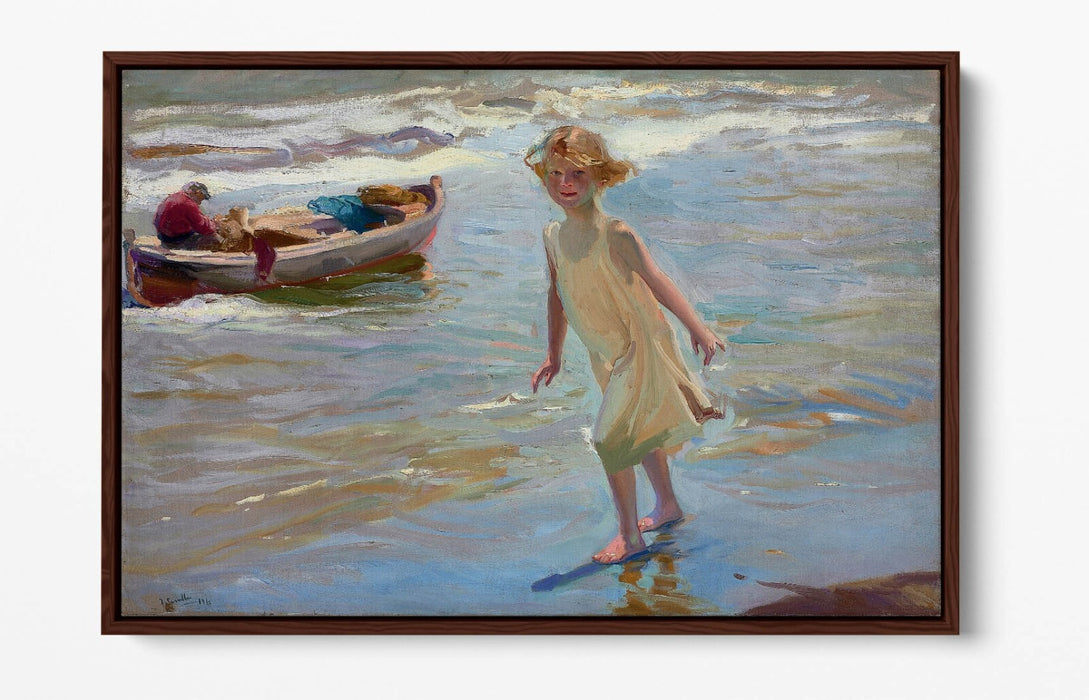 JOAQUIN SOROLLA, GIRL ON THE BEACH -FLOAT EFFECT CANVAS ART PRINT