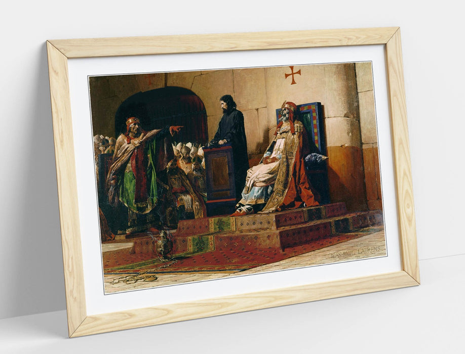 Framed Wall Art - Jean-Paul Laurens Cadaver Synod Poster Print in Wood Grain Frame
