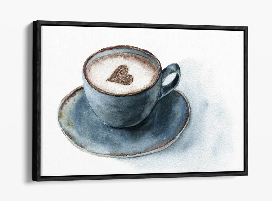 Canvas Wall Art - Watercolour Heart Print On Float Effect Canvas With Custom Deep Frame