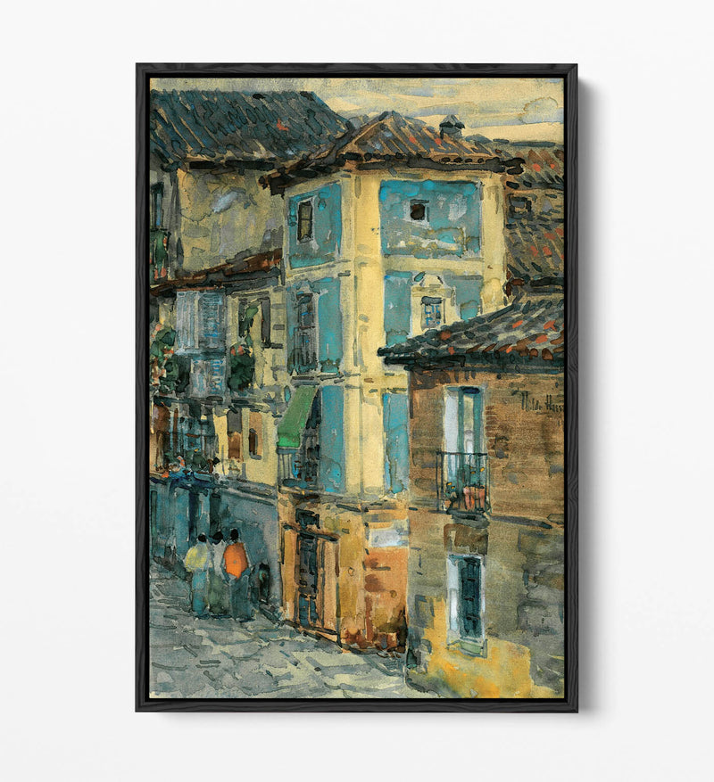 Float Effect Canvas Art - Spanish Street Scene On Premium MDF Frame, Ready To Hang