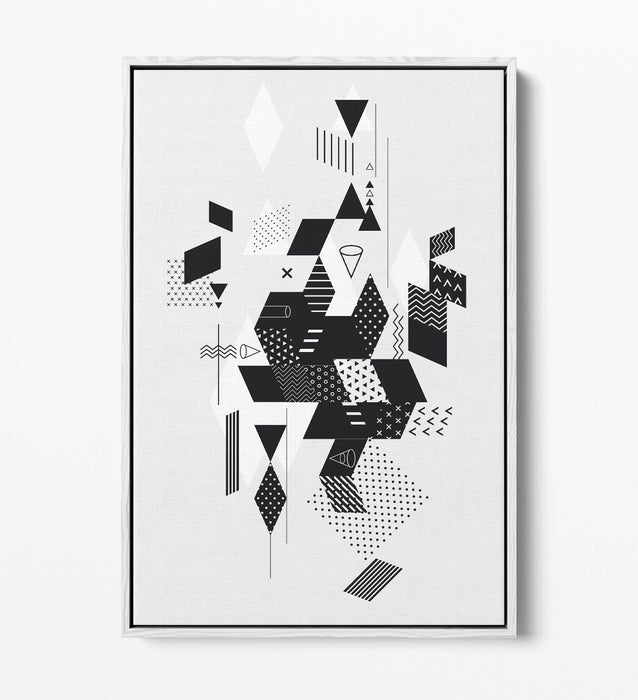 Canvas Wall Art - Abstract Black White Decor | Float Effect Canvas Print