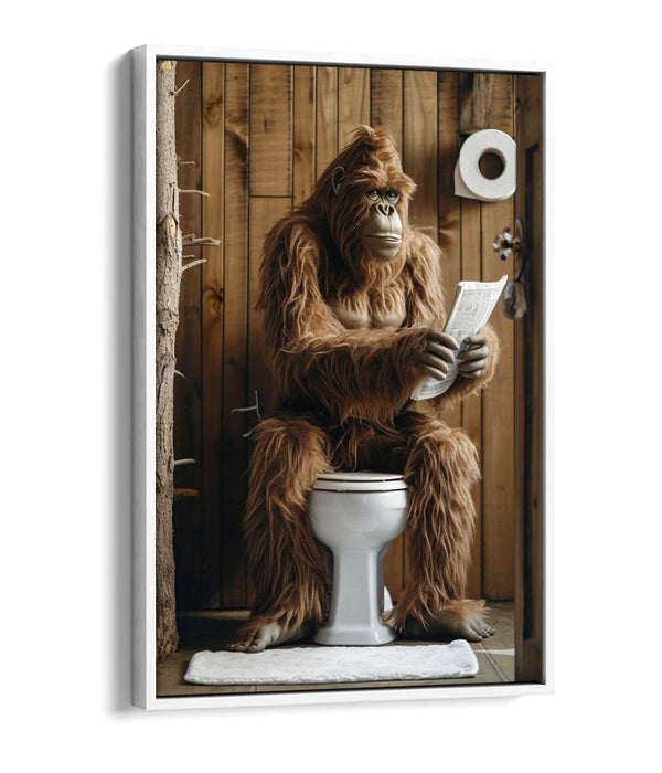 Bigfoot Canvas Art – Funny Bathroom Wall Decor | Float Effect Canvas Print