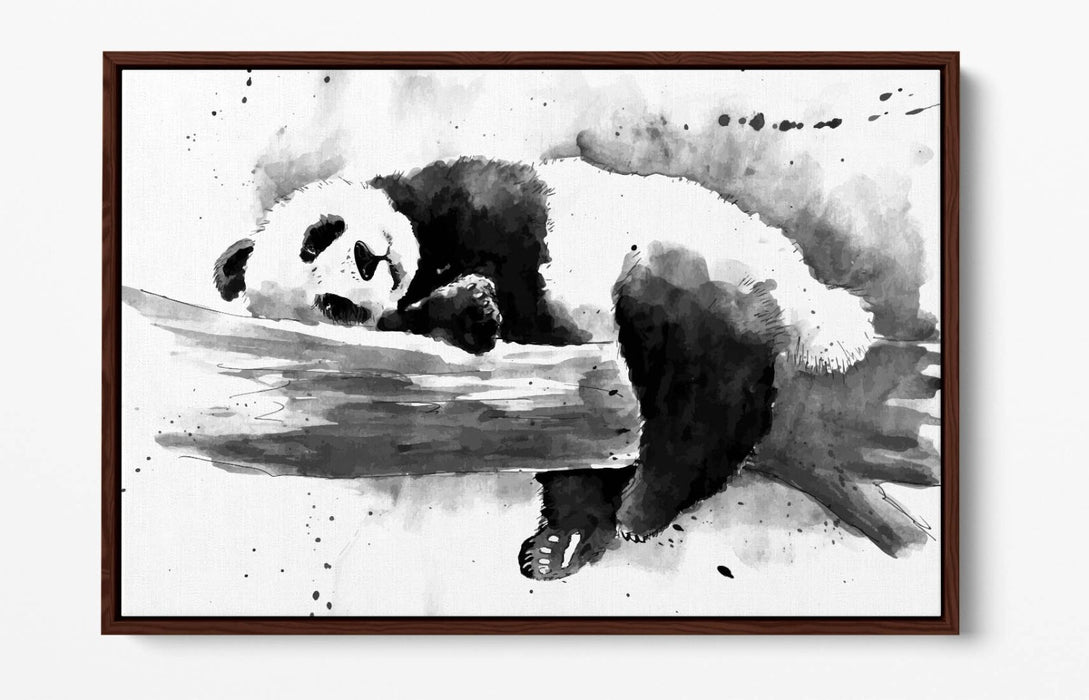 Panda Canvas Wall Art – Black and White Float Effect Canvas Print with 30mm Deep Frame