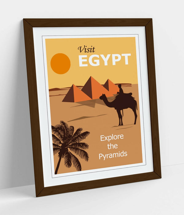 VINTAGE RETRO VISIT EGYPT TRAVEL POSTER, PYRAMIDS -FRAMED WALL ART PICTURE PRINT