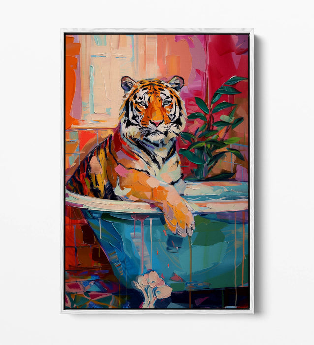 Tiger Canvas Art - Multi Colour Float Effect Canvas Wall Decor With 30mm Deep Frame