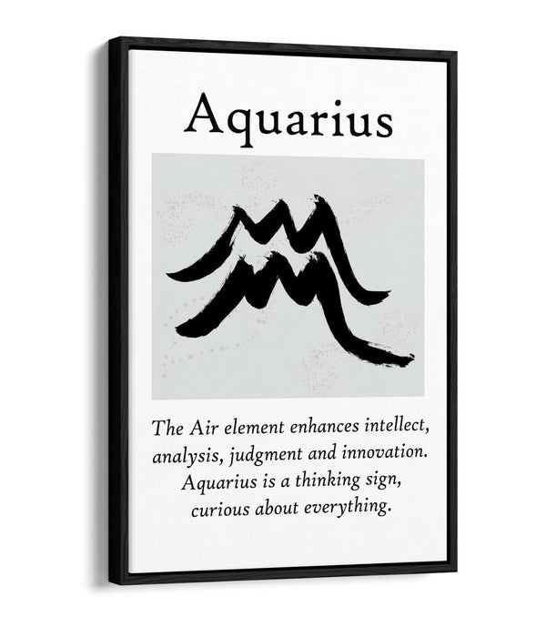 AQUARIUS STAR SIGN ZODIAC ASTROLOGY QUOTE -FLOAT EFFECT CANVAS WALL ART PRINT