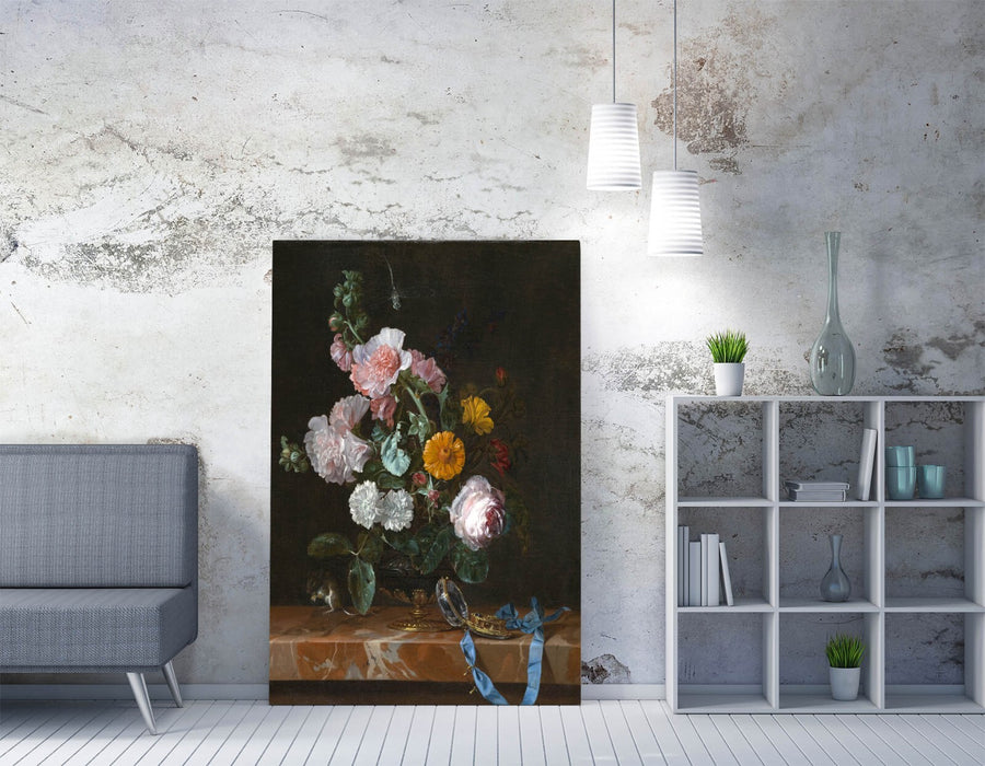 WILLEM VAN AELST, VANITAS FLOWER STILL LIFE -CANVAS WALL ART ARTWORK PRINT