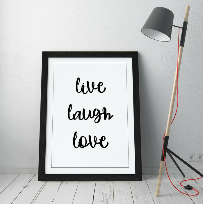 "LIVE LAUGH LOVE" HAPPY INSPIRATIONAL QUOTE HOME -FRAMED WALL ART PICTURE PRINT
