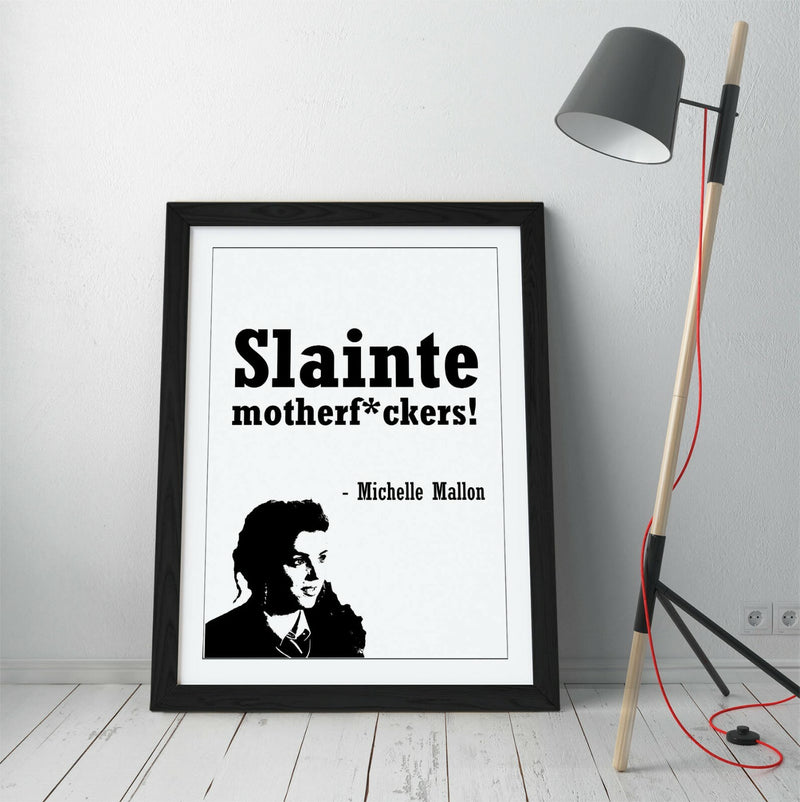 Framed Wall Art – Funny Irish Derry Girls Poster with Wood Grain Frame | Handmade UK Art