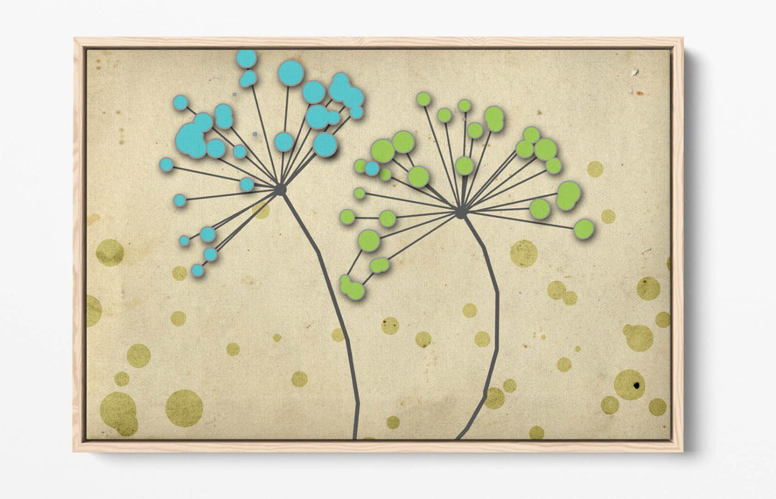 Dandelion Canvas Art – Blue Green Floral Bedroom Wall Art | Float Effect Canvas Print