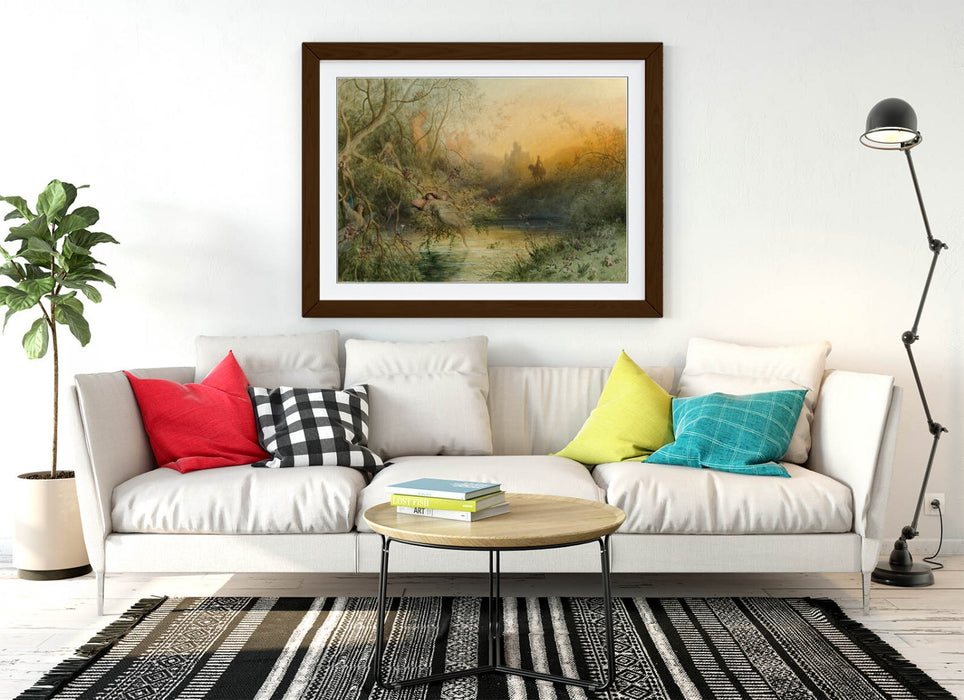 Framed Wall Art Poster - Gustave Dore Print With Woodgrain Frame Finish
