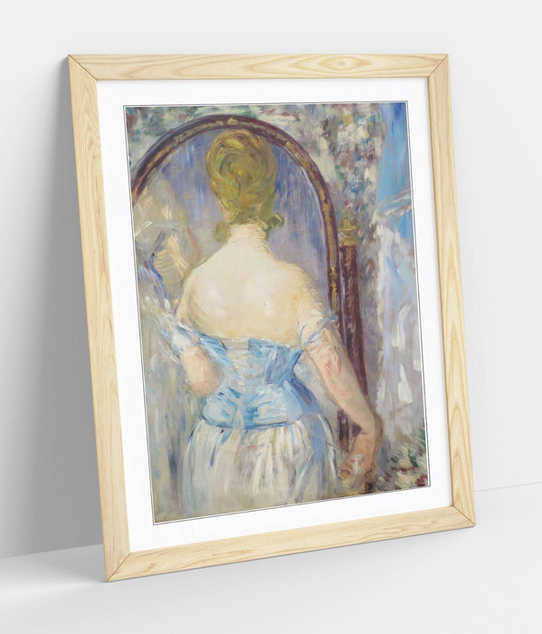 Framed Art Poster - Woman Before Mirror Art Print | UK Made Natural Wood Frame