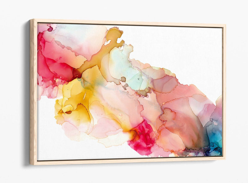 Watercolour Canvas Art - Abstract Multi Colour Painting On Float Frame Canvas